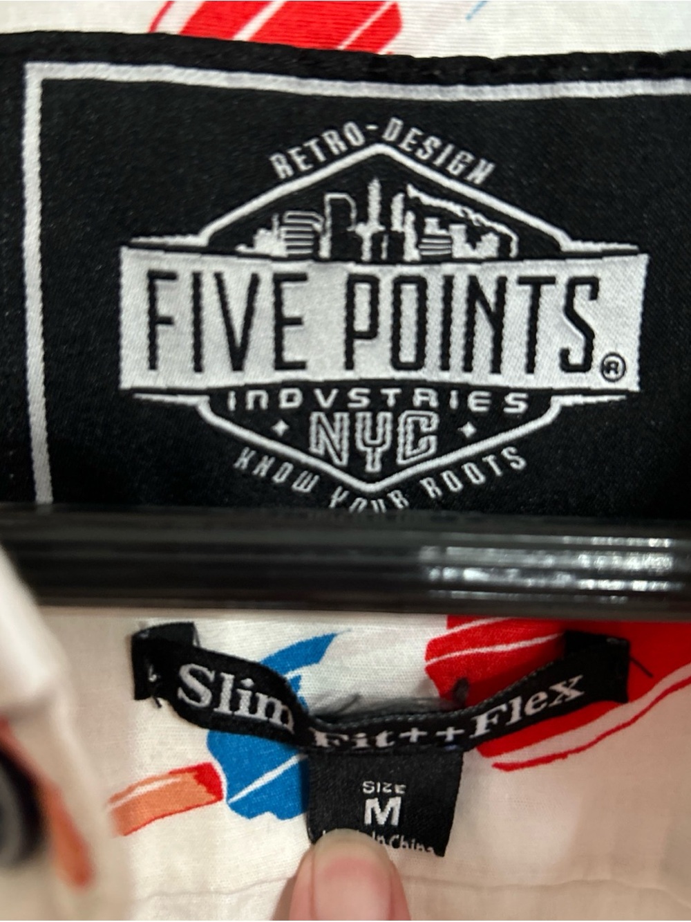 Five Points Youth Retro White Button-Down Shirt with Red & Blue Popsicle Med - Picture 5 of 10